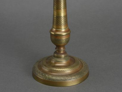 null Pair of gilt brass candlesticks, baluster shaft
Restoration period
H : 29 cm
(wear...