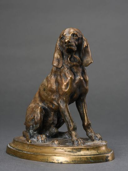 null Jules Bertand GELIBERT (1834-1916)
Chien de meute assis 
Epreuve en bronze,...