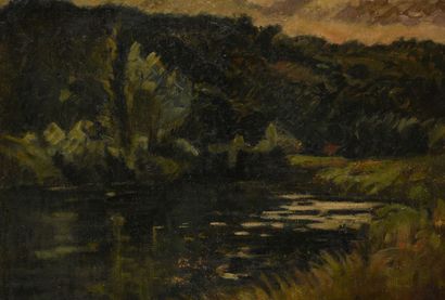null Léon Germain PELOUSE (1838-1891) (Ecole de Barbizon)
Paysage de bord de rivière...