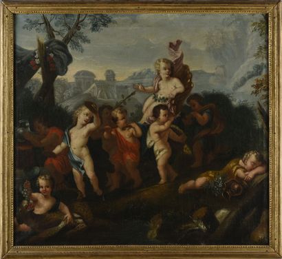 null Ecole flamande 18ème siècle 
Cortège de Bacchus 
Huile sur toile
60 x 66 cm
