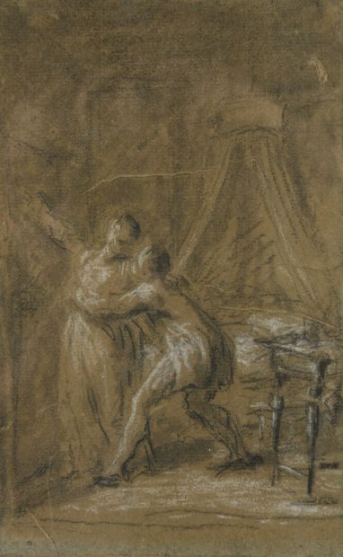 null D'après Pierre-Paul Prudhon (1758-1823)
Le verrou 
Dessin et craie sur papier,...