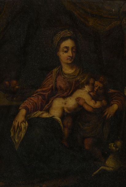 null Ecole française du 18ème siècle
Vierge à l'Enfant et Saint Jean Baptiste
Huile...