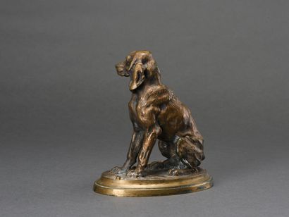 null Jules Bertand GELIBERT (1834-1916)
Chien de meute assis 
Epreuve en bronze,...