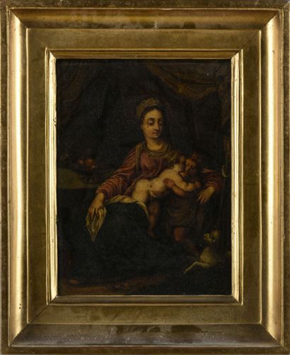 null Ecole française du 18ème siècle
Vierge à l'Enfant et Saint Jean Baptiste
Huile...