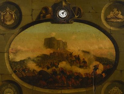 null Clock painting celebrating the capture of Malakoff during the battle of Sebastopol....