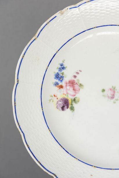 null SEVRES plate in soft porcelain known as "with wicker" decoration of Francois...