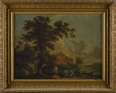 French school, 18th century
Classical landscape
Oil...