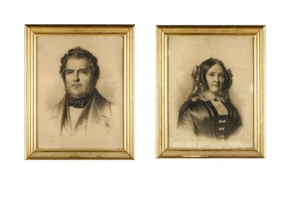 null Pierre Roch VIGNERON (1792-1872)
Portrait d'homme et portrait de femme
Dessin...