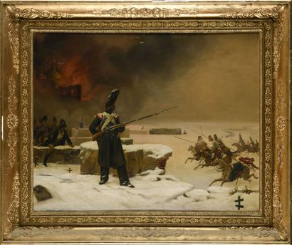 null Claire BRO
Battle of Moscow
Oil on canvas
Signed and dated 1831
62 x 81 cm 
(accidents...