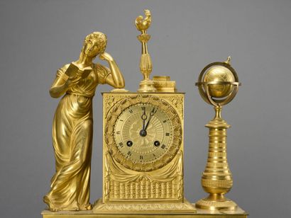 null Clock in chased and gilded bonze, decorated with an allegory of the liberal...