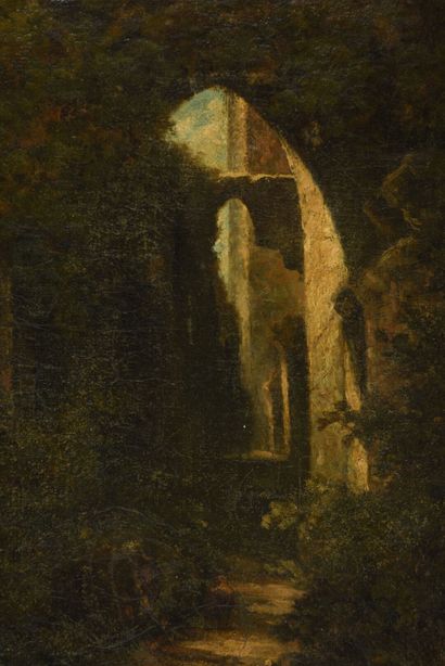 null Jules ESCUYER (1793-1870)
Vue d'un château dans l'Oise, 
Huile sur toile titré...