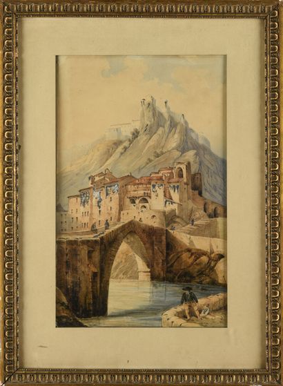 null James DUFFIELD HARDING (1798 - 1863) 
View of Sisteron
Watercolor 
Dated
44...