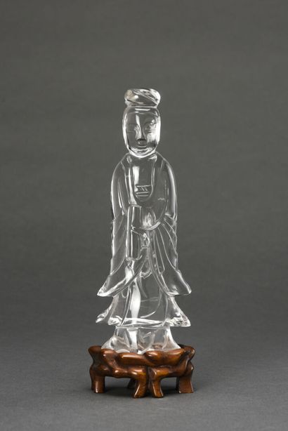 null CHINE, Sujet en cristal de roche 
Dignitaire
H : 22 cm 