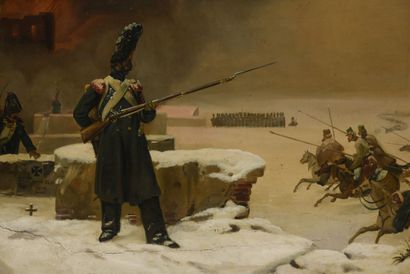 null Claire BRO
Battle of Moscow
Oil on canvas
Signed and dated 1831
62 x 81 cm 
(accidents...