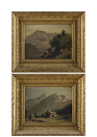 B. VIGNET 

A pair of mountain landscapes

Oil...