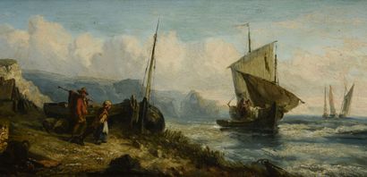 null View of the Alabaster Coast
Pair of oil paintings on panels 
19th century.
16.5...