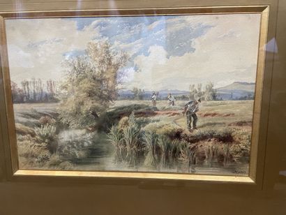 null Les moissonneuers, aquarelle datée 1863

23 x 36 cm