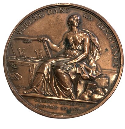 null LOUIS XVI CAISSE d'ESCOMPTE, médaille de l A G de 1778 par DUVIVIER 55mm , tranche...