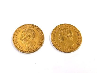 null Deux pièces en or de 80 lires Carl Felix roi de Sardaigne
1850 er 1826