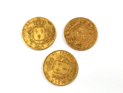 null Trois pièces 20 francs or Louis XVIII