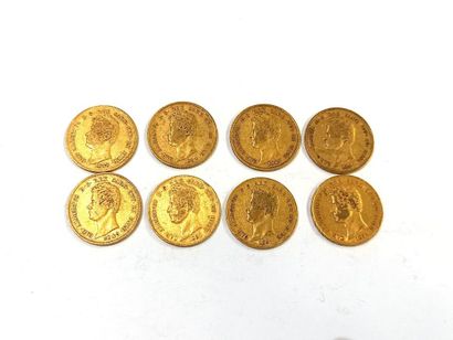 Huit pièces en or 20 lires Albertus royaume...