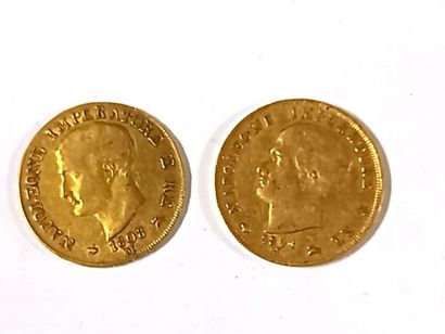 null Deux pièces de quarante lire Napoléon 1808 et 1814