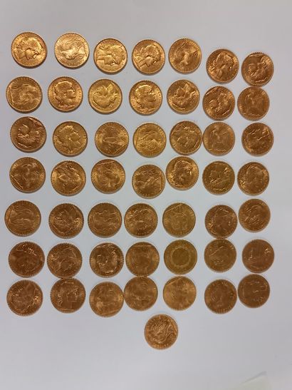 50 pièces de 20F en or 