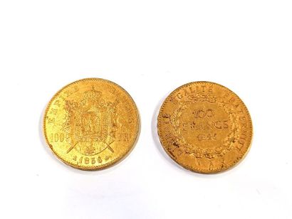 null Deux pièces or 100 francs Génie et Napoléon III
1886 et 1856