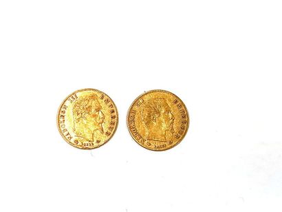 Deux pièces en or 5 francs Napoléon III