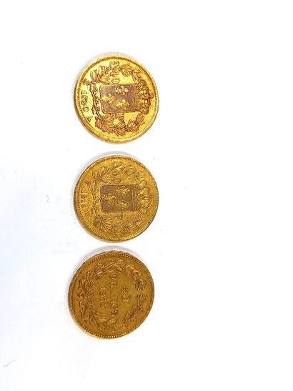 null Trois pièces quarante francs or 
Louis XVIII , Charles X et Louis Philippe