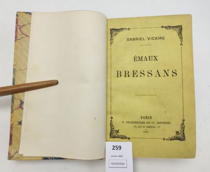 null VICAIRE (Gabriel). Émaux bressans. Un volume in-12 demi-reliure en cuir (chagrin)....