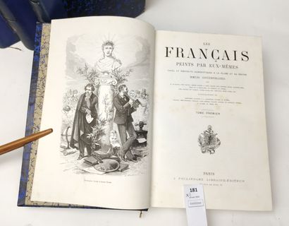 null (Collectif). Les Français peints par eux-mêmes. 4 volumes in-4, demi-reliures...