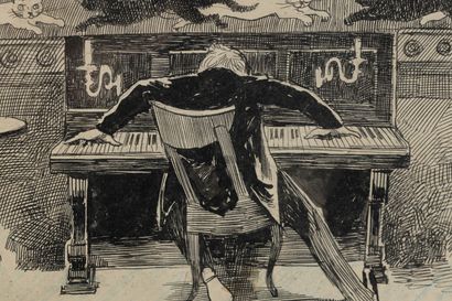 null Ferdinand BAC (1859-1962)
"Montjoye Montmartre"
Encre et collage sur papier
Signé...