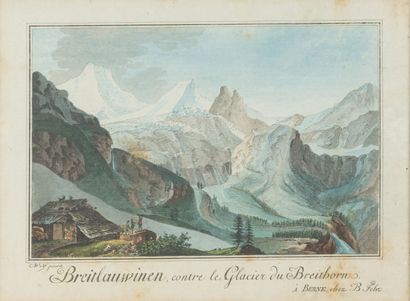 null Caspar WOLF (d'après)
Le glacier du BREITHORN 
Vue de BREITLAUWINEN
Deux gravures...