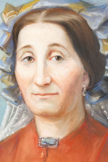 null Pastel à vue ovale représentant un portrait de dame 
Fin XIXème siècle.
78 x...