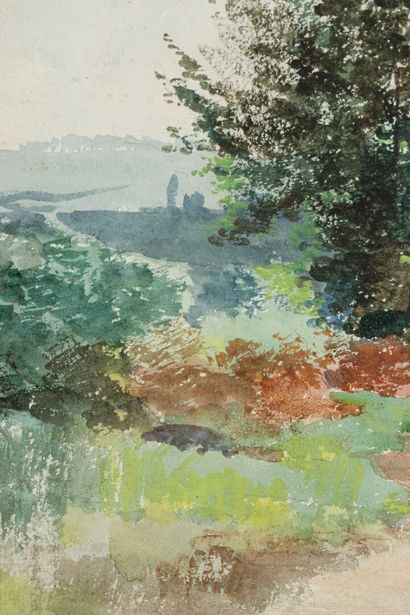 null Auguste ALLONGE (1833-1898)
Landscape
Watercolor on paper
Signed lower left...