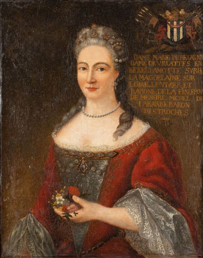 null Ecole française vers 1680
Dame à la robe rouge pour une inscription : Marie...