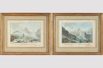 null Caspar WOLF (after)
The BREITHORN glacier 
View of BREITLAUWINEN
Two watercolor...