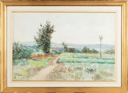 null Auguste ALLONGE (1833-1898)
Paysage
Aquarelle sur papier
Signée en bas à gauche...