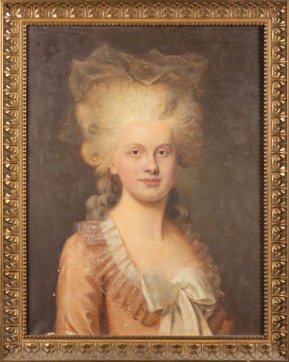 null Ecole française XXème dans le goût du 18ème siècle, 
Portrait de madame, la...