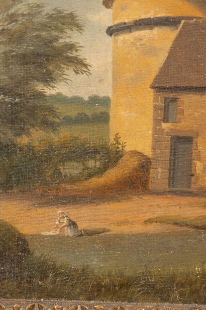 null French school of the 19th century,
Landscape with a paddle mill
Oil on canv...