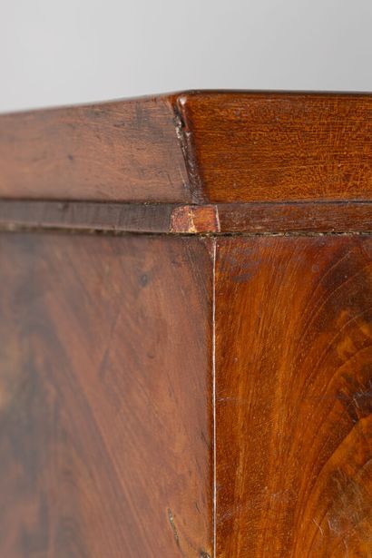 null Watercolorist's cabinet in mahogany and flamed mahogany veneer, top in cabaret,...