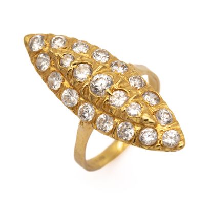 null Important marquise in 18 K (750) yellow gold, set with imitation stones. 
EAGLE...