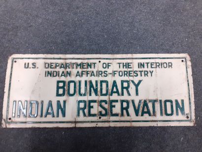 null Plaque en tôle américaine BOUNDARY INDIAN RESERVATION 

45.5 x 18 cm