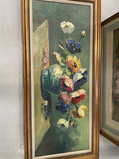 null Gravure en couleur Le baiser dérobé
Bouquet de fleurs , huile sur toile
32 x...