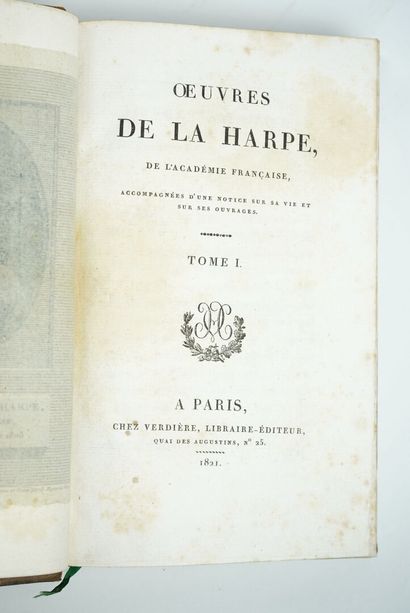 null LA HARPE (Jean-François de): Works. Accompanied by a notice on his life and...