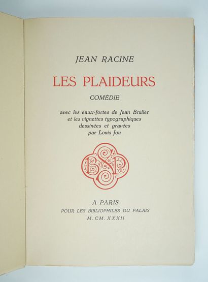 null RACINE (Jean) : les Plaideurs. Comédie, avec les eaux-fortes de Jean BRULLER...