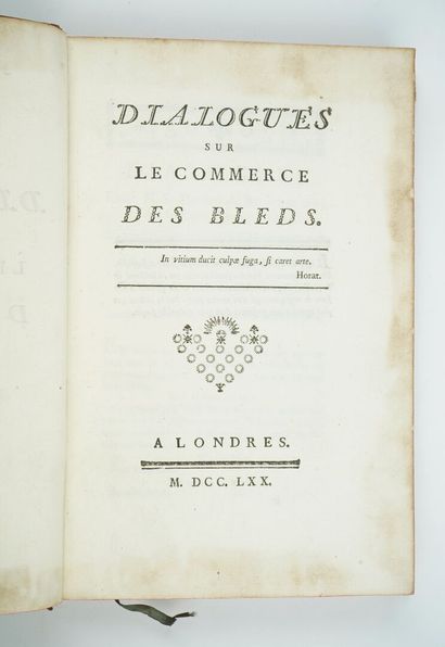 null [GALIANI (Ferdinando)] : Dialogues sur le commerce des bleds. Londres [Paris],...