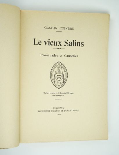 null Franche-Comté - 4 ouvrages

COINDRE (Gaston) : Le vieux Salins. Promenades et...