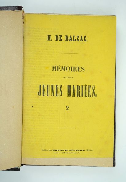 null BALZAC (Honoré de): Memoirs of two young brides. Paris, Hippolyte Souverain,...